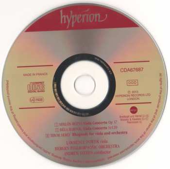 CD Miklós Rózsa: Viola Concertos