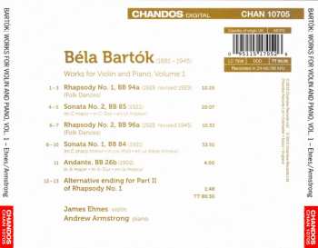 CD Béla Bartók: Works For Violin And Piano Volume 1: Sonatas And Rhapsodies