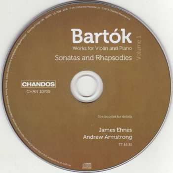 CD Béla Bartók: Works For Violin And Piano Volume 1: Sonatas And Rhapsodies