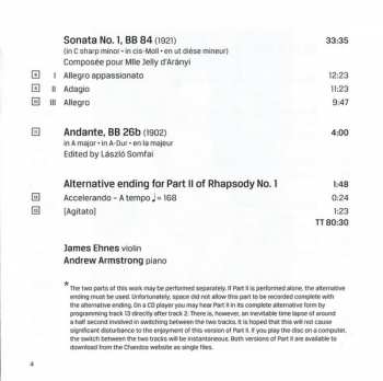 CD Béla Bartók: Works For Violin And Piano Volume 1: Sonatas And Rhapsodies