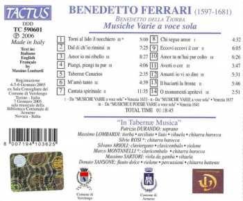 CD Benedetto Ferrari: Musiche Varie A Voce Sola