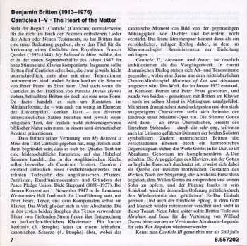 CD Benjamin Britten: Canticles I-V, The Heart Of The Matter 
