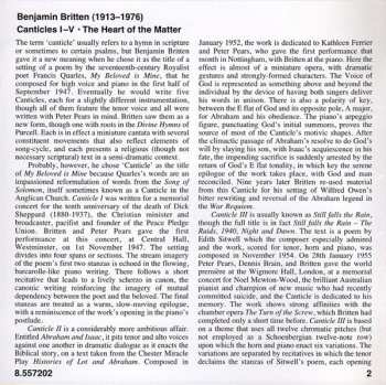 CD Benjamin Britten: Canticles I-V, The Heart Of The Matter 