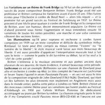 CD Benjamin Britten: Variations On A Theme Of Frank Bridge / Les Illuminations / Lachrymae