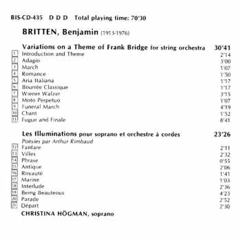 CD Benjamin Britten: Variations On A Theme Of Frank Bridge / Les Illuminations / Lachrymae