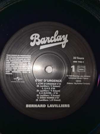 LP Bernard Lavilliers: État d'urgence