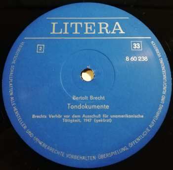 2LP Bertolt Brecht: Tondokumente (2xLP)