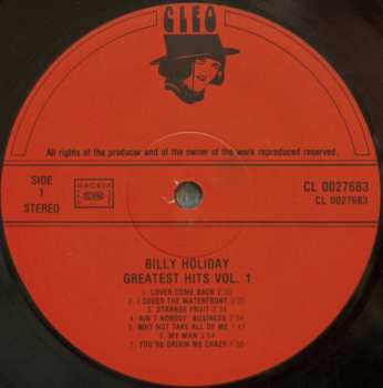 LP Billie Holiday: Greatest Hits Vol. 1