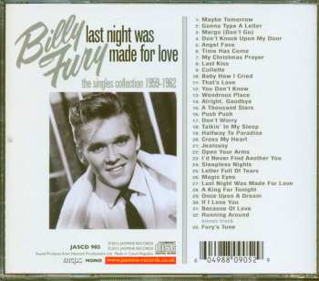 CD Billy Fury: Last Night Was Made For Love - The Singles Collection 1959-1962