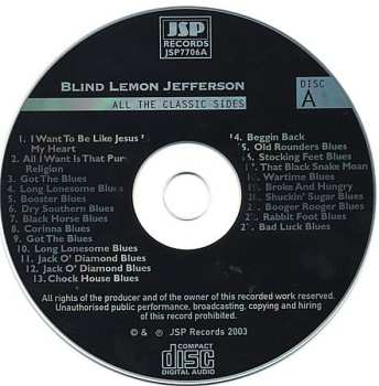 4CD/Box Set Blind Lemon Jefferson: The Complete 94 Classic Sides Remastered