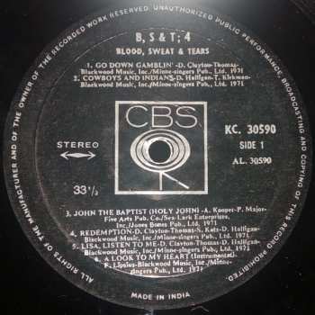 LP Blood, Sweat And Tears: B, S & T 4