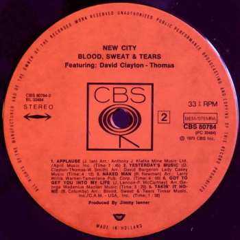 LP Blood, Sweat And Tears: New City