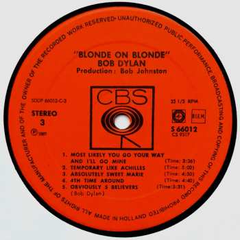 2LP Bob Dylan: Blonde On Blonde