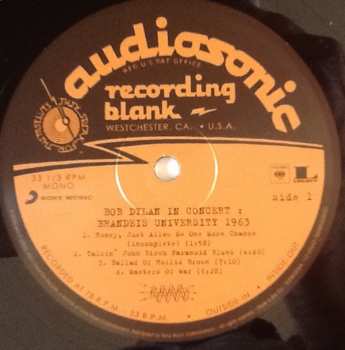 LP Bob Dylan: Bob Dylan In Concert Brandeis University 1963