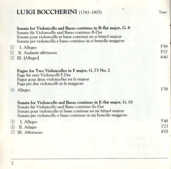CD Luigi Boccherini: Cello Sonatas - Fugues For 2 Cellos