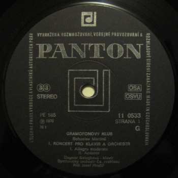 LP Bohuslav Martinů: I. Klavírní Koncert S Orchestrem / Preludia A Fugy Op. 87 - Preludium A Fuga A Dur / Preludium A Fuga D Moll