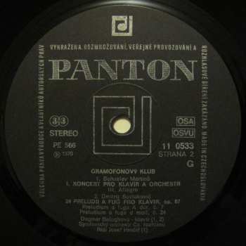 LP Bohuslav Martinů: I. Klavírní Koncert S Orchestrem / Preludia A Fugy Op. 87 - Preludium A Fuga A Dur / Preludium A Fuga D Moll
