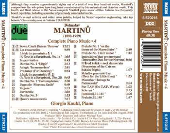 CD Bohuslav Martinů: Seven Czech Dances / Les Ritournelles • Quatre Mouvements • Dumkas