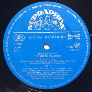 2LP/Box Set Bohuslav Martinů: The Greek Passion (Opera In 4 Acts)