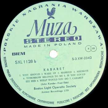 LP Boston Light Operatic Society: Kabaret