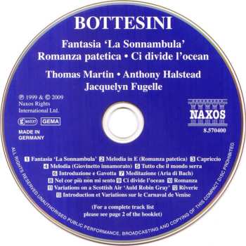 CD Anthony Halstead: Fantasia La Sonnambula, Ci Divide L'Ocean, Introduction And Variations Sur Le Carnaval De Venise