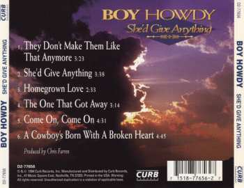 CD Boy Howdy: She'd Give Anything