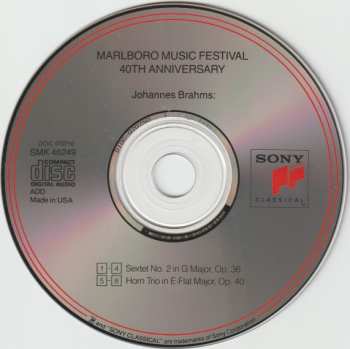 CD Johannes Brahms: Sextet For Strings Op. 36 • Trio For Horn, Violin & Piano, Op. 40