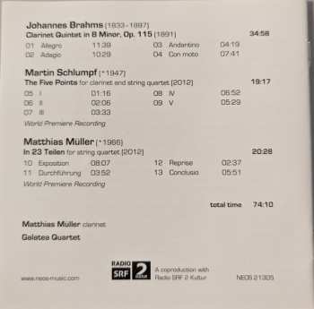 CD Johannes Brahms: Clarinet Quintet Op. 115 / The Five Points / In 23 Teilen