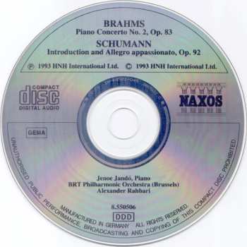 CD Robert Schumann: Piano Concerto No. 2 / Introduction And Allegro Appassionato, Op. 92