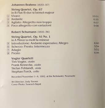 CD Robert Schumann: String Quartet, Op. 67;  String Quartet, Op. 41, No.1 