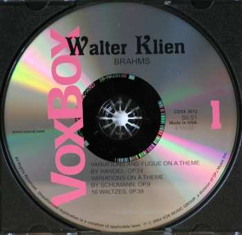 5CD Johannes Brahms: Walter Klien Plays Brahms