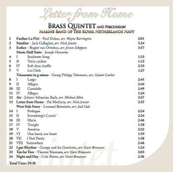 SACD Brass Quintet And Percussion Marine Band Of The Royal Netherlands Navy: Letter From Home