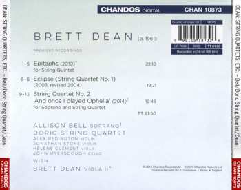 CD Brett Dean: Epitaphs · Eclipse (String Quartet No. 1) · String Quartet No. 2 'And Once I Played Ophelia'