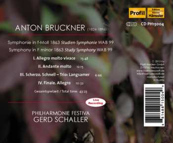 CD Anton Bruckner: Symphony In F Minor 1863 Study Symphony