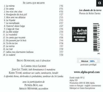 CD La Camera Delle Lacrime: Se Canta Que Recante Chants Des Moments Perdus En Massif Central