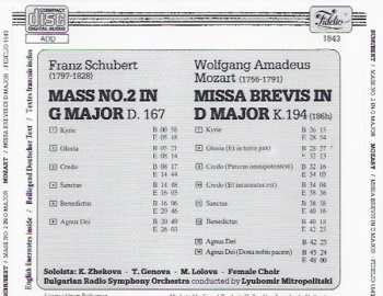 CD Wolfgang Amadeus Mozart: Mass No.2 In G Major D. 167 / Missa Brevis In D Major K.94 (186h)
