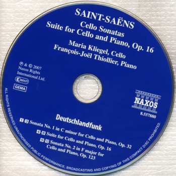 CD Camille Saint-Saëns: Cello Sonatas • Suite For Cello And Piano, Op. 16