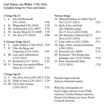 CD Carl Maria von Weber: Complete Songs For Voice And Guitar