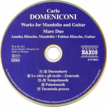 CD Carlo Domeniconi: Works For Mandolin And Guitar