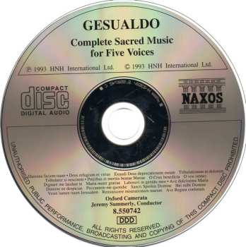 CD Carlo Gesualdo: Complete Sacred Music For Five Voices