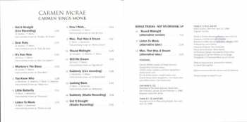 CD Carmen McRae: Carmen Sings Monk