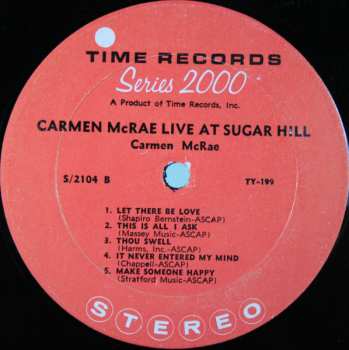 CD Carmen McRae: Live At Sugar Hill