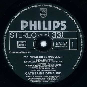 LP Serge Gainsbourg: Souviens-toi De M'oublier