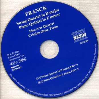 CD César Franck: String Quartet • Piano Quintet