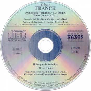 CD César Franck: Symphonic Variations, Les Djinns, Piano Concerto No. 2