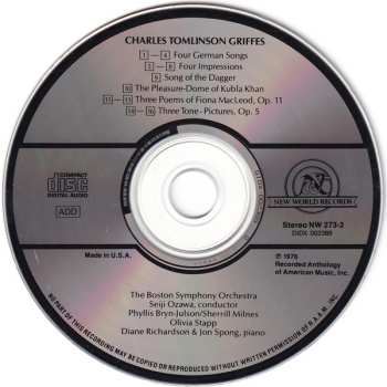 CD Charles Griffes: Works By Charles Tomlinson Griffes