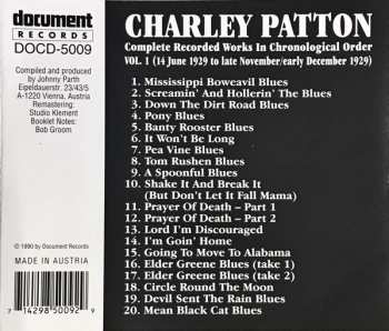 CD Charley Patton: Complete Recorded Works In Chronological Order Volume 1 (14 June 1929 to late November / early December 1929)