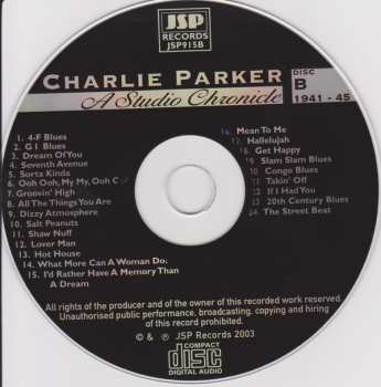 5CD Charlie Parker: A Studio Chronicle 1940 - 1948