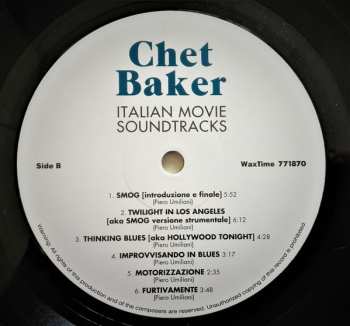LP Chet Baker: Italian Movie Soundtracks LTD