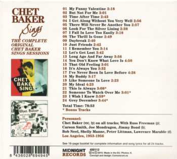 CD Chet Baker: Chet Baker Sings: The Complete Original Chet Baker Sings Sessions